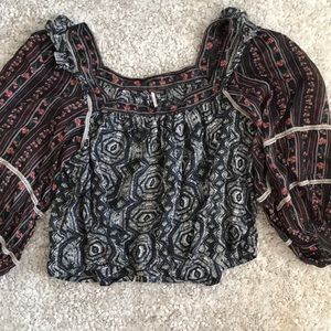 Free People Boho Wide Neck Blouse F1